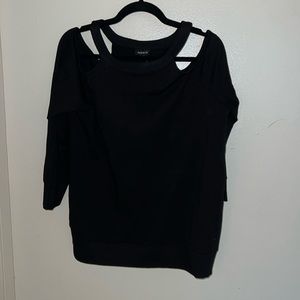 TORRID Black Terry Cold Shoulder Sweatshirt